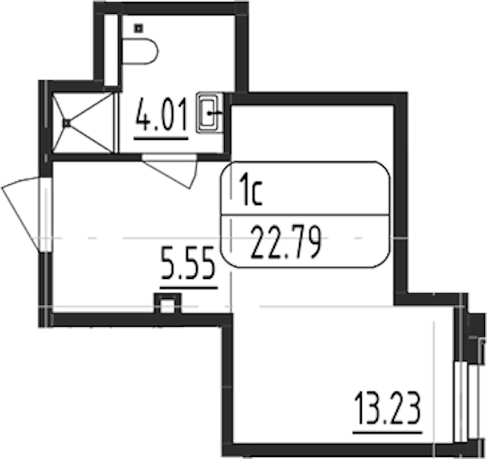 Квартира студия 22.79 м², 3/13 эт., Апарт-отель «Zoom Черная речка»